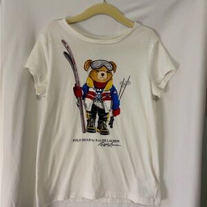 Ralph Lauren Kids White Tee with Polo Bear Graphic